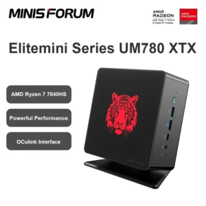 MINISFORUM 미니 PC 데스크탑 미니 컴퓨터, UM780 XTX, AMD Ryzen 7 7840HS 게임용 미니 PC, Windows 11 DDR5 32GB 1TB SSD, 8K USB4 WiFi6E