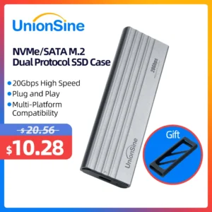 Unionsine SSD 케이스 M.2 SSD 인클로저 어댑터, 20Gbps USB 3.2 Gen2 USB C 외부 인클로저 M 및 B & M 키, 2230 2242 2260