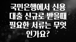 기다렸던 정보 국민은행에서 신용대출 신규로 받을때 필요한 서류는 무엇인가요? 후회하지 않습니다