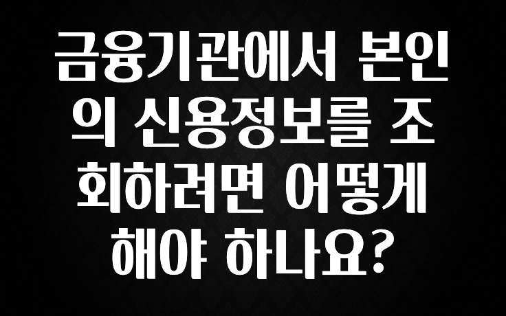 올해 필수 금융기관에서 본인의 신용정보를 조회하려면 어떻게 해야 하나요? 정직하게 소개해보겠습니다