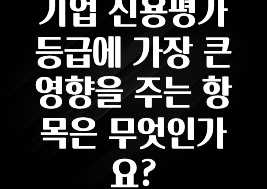 일단 무조건 저장하기 기업 신용평가 등급에 가장 큰 영향을 주는 항목은 무엇인가요? 리뷰 해보겠습니다