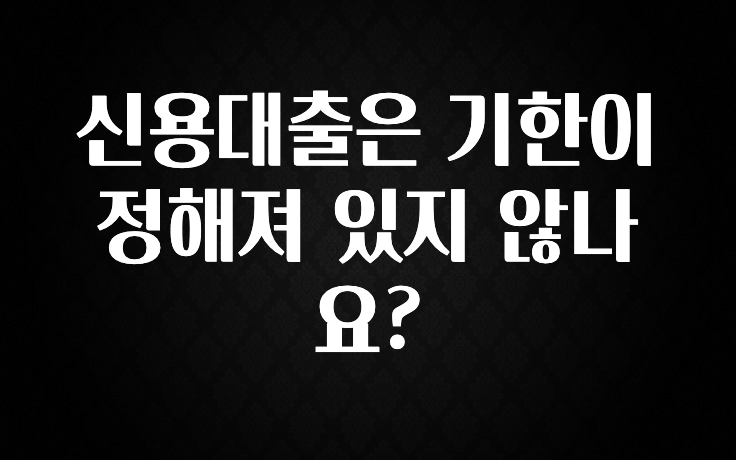 바로 확인가능한 신용대출은 기한이 정해져 있지 않나요? 후회하지 않습니다