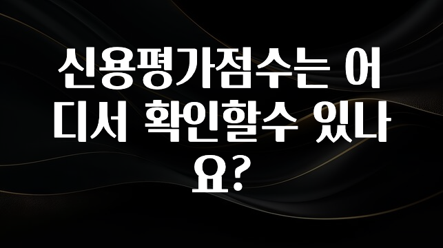 이번 선물은 꼭 신용평가점수는 어디서 확인할수 있나요? 잠깐 확인해보세요