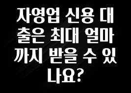 바로 확인가능한 자영업 신용 대출은 최대 얼마까지 받을 수 있나요? 요약정리