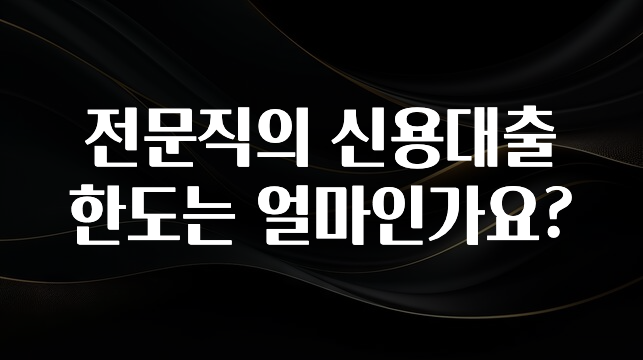 정성가득 선물 전문직의 신용대출한도는 얼마인가요? 아쉬움이 없습니다