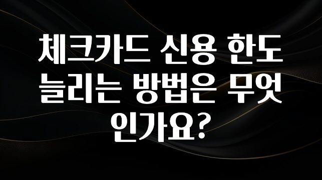 sns소식 체크카드 신용 한도 늘리는 방법은 무엇인가요? 실사용 후기