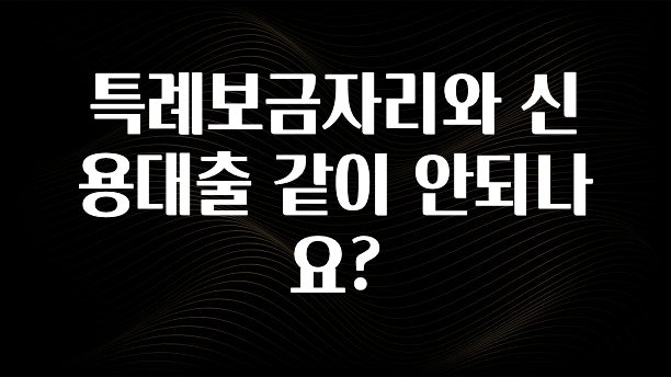 이번 선물은 꼭 특례보금자리와 신용대출 같이 안되나요? 주목하고 계십니다