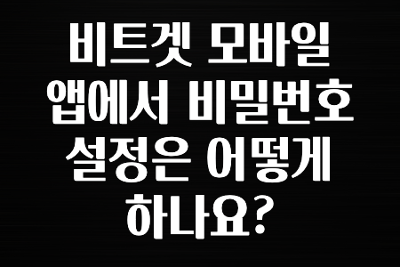 꼭 알아야하는 비트겟 모바일 앱에서 비밀번호 설정은 어떻게 하나요? 확인 부탁드립니다.
