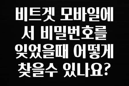 꼭 사용ㅇ하자 비트겟 모바일에서 비밀번호를 잊었을때 어떻게 찾을수 있나요? 보시면 좋아요