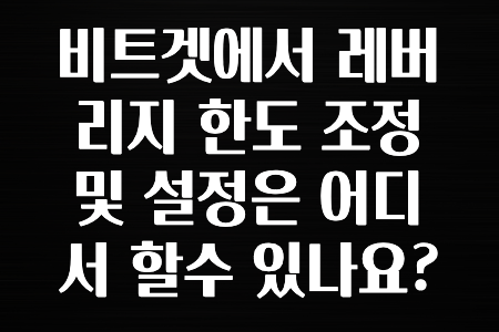 코인러 비트겟에서 레버리지 한도 조정 및 설정은 어디서 할수 있나요? 꼭 알아두세요