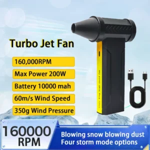 우리도 이렇게 하자 160000 RPM 브러시리스 모터 전기 터보 제트 팬 고속 터보 폭력 팬 USB 충전식 강력한 먼지 송풍기 10000mAh 1분이면 확인가능 합니다