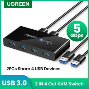 궁금한 소식 UGREEN USB KVM 스위치 USB 3.0 2.0 스위처 KVM 스위치 Windows10 PC 키보드 마우스 프린터 2 PCs 공유 4 장치 USB 스위치 실시간 리뷰입니다
