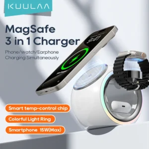이 “정보” 못참지 KUULAA 3 in 1 무선 충전기 스탠드 iPhone 15 14 색상 변경 LED 조명 AirPods/Watch 용 자기 무선 충전 핫한 정보입니다