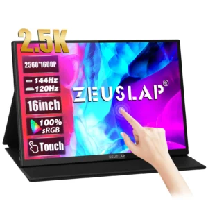 인기좋은 이유 ZEUSLAP 16″ 2.5K 144hz 터치 스크린 휴대용 모니터 2560*1600 100%sRGB 500Cd/m² 노트북 컴퓨터용 여행용 디스플레이 관심이 뜨거운 이유 입니다