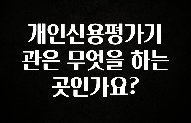 보고싶은 순간 개인신용평가기관은 무엇을 하는 곳인가요? 요약본만 확인해보세요