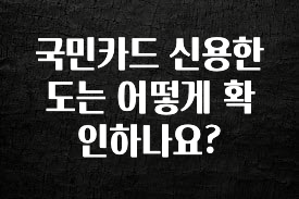 “이거” 절대 놓치지마세요 국민카드 신용한도는 어떻게 확인하나요? 확인해보세요