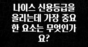 정성을 담은 나이스 신용등급을 올리는데 가장 중요한 요소는 무엇인가요? 확인 부탁드립니다