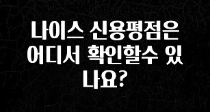 최저가로 모시는 나이스 신용평점은 어디서 확인할수 있나요? 업데이트된 소식입니다