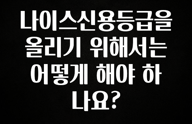 이정보美쳤다 나이스신용등급을 올리기 위해서는 어떻게 해야 하나요? 알려드립니다
