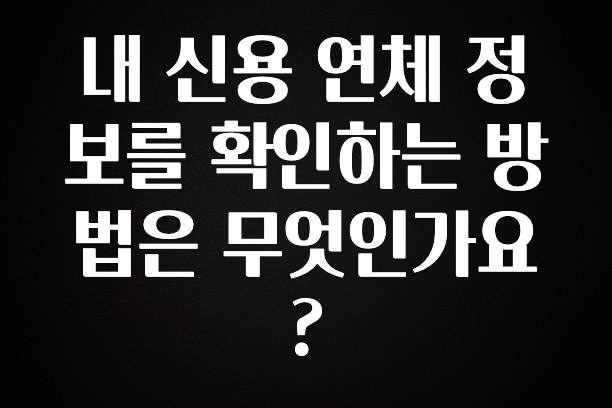 꾸준한 인기 내 신용 연체 정보를 확인하는 방법은 무엇인가요? 확인 부탁드립니다