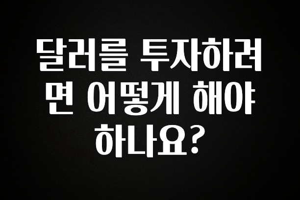 싹 다알려줌 달러를 투자하려면 어떻게 해야 하나요? 소개합니다