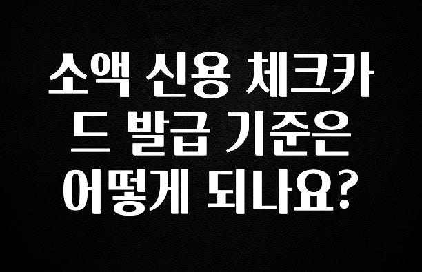 추가소식 소액 신용 체크카드 발급 기준은 어떻게 되나요? 지금떳다
