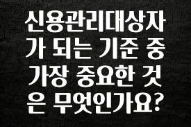 간편확인 신용관리대상자가 되는 기준 중 가장 중요한 것은 무엇인가요? 꼭 확인해보세요