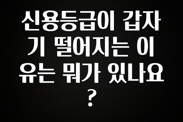 요즘 유행 신용등급이 갑자기 떨어지는 이유는 뭐가 있나요? 실간 리뷰