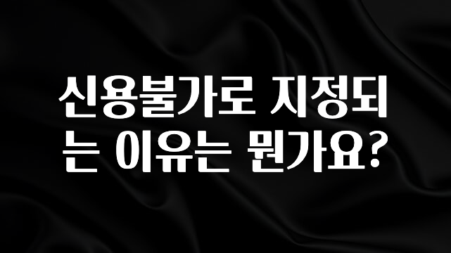 진심을 담은 신용불가로 지정되는 이유는 뭔가요? 뜨거운 관심 감사합니다
