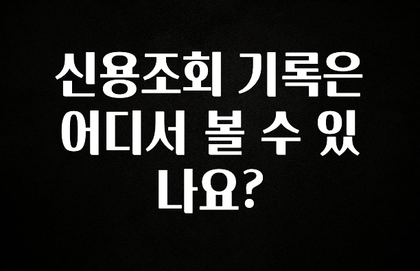 이번 선물은 꼭 신용조회 기록은 어디서 볼 수 있나요? 놓치지마세요