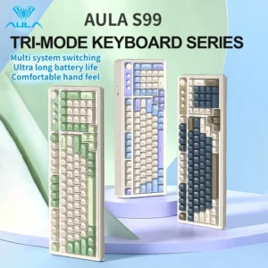 신상품 모음전 AULA S99 2.4G 무선/블루투스/유선 3 모드 게임용 키보드 RGB 인체 공학적 키보드 사무실 타이핑 음소거 99 키 키보드 확인해보세요