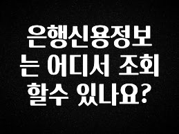 이건 “참을 수 없다” 은행신용정보는 어디서 조회할수 있나요? 전해드립니다
