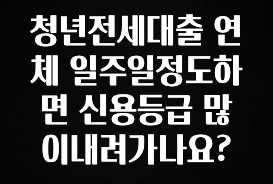 바로 준비가능 청년전세대출 연체 일주일정도하면 신용등급 많이내려가나요? 주목하고 계십니다