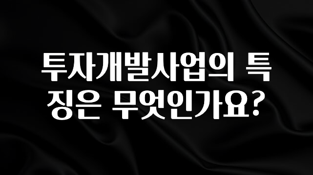 추가정보 투자개발사업의 특징은 무엇인가요? 군말없이 소개합니다