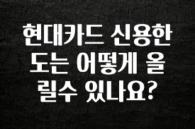 엄마아빠가 좋아하는 현대카드 신용한도는 어떻게 올릴수 있나요? 지금 소개할게요