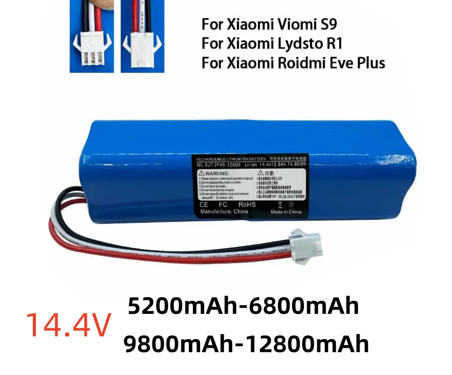 요즘 이게 유행 2024 100% 오리지널 XiaoMi Viomi S9 Lydsto R1 Roidmi Eve Plus 14.4V 리튬 배터리 2P4S 5200mAh 6800mAh 9800mAh 12800mAh 확인해보세요