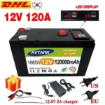 기다렸던 정보 2025 업그레이드 된 LiFePO4 리튬 배터리 12V 120Ah 휴대용 충전식 배터리 내장 5V 2.1A Usb 전원 디스플레이 포트 충전 좋은 정보