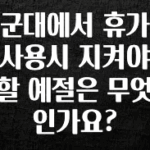 재구매율 1위 군대에서 휴가 사용시 지켜야 할 예절은 무엇인가요? 궁금하시죠?