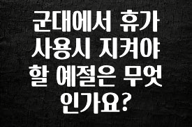 재구매율 1위 군대에서 휴가 사용시 지켜야 할 예절은 무엇인가요? 궁금하시죠?