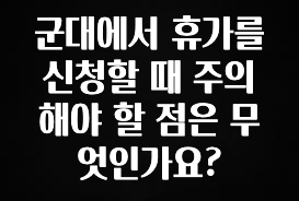 이달의 핫 군대에서 휴가를 신청할 때 주의해야 할 점은 무엇인가요? 요약본만 확인해보세요