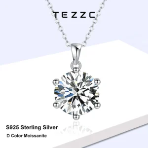 꼭 봐야하는 리스트 여성을위한 Tezzc 2ct 3ct 5ct 다이아몬드 Moissanite 목걸이 웨딩 Jewely S925 스털링 슬라이버 with18k 골드 도금 펜던트 목걸이 한 번에 알려드립니다